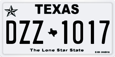 TX license plate DZZ1017