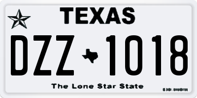 TX license plate DZZ1018