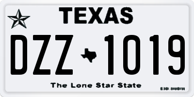 TX license plate DZZ1019