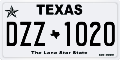 TX license plate DZZ1020