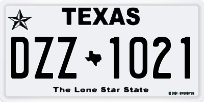 TX license plate DZZ1021