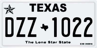 TX license plate DZZ1022