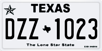 TX license plate DZZ1023