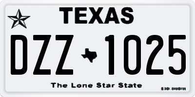 TX license plate DZZ1025