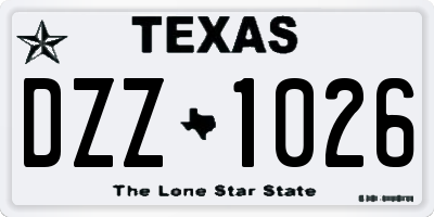 TX license plate DZZ1026