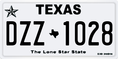 TX license plate DZZ1028