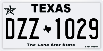 TX license plate DZZ1029