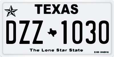 TX license plate DZZ1030