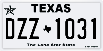 TX license plate DZZ1031