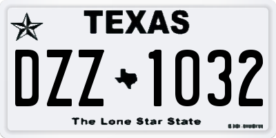 TX license plate DZZ1032