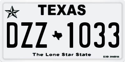 TX license plate DZZ1033