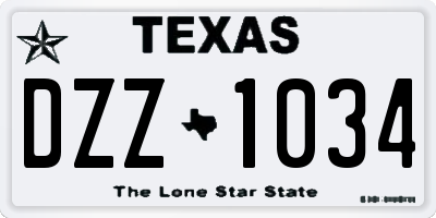 TX license plate DZZ1034