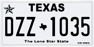 TX license plate DZZ1035