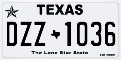 TX license plate DZZ1036