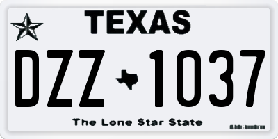 TX license plate DZZ1037