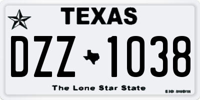 TX license plate DZZ1038