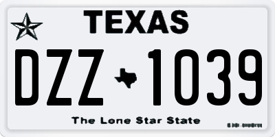 TX license plate DZZ1039