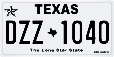 TX license plate DZZ1040