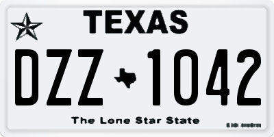 TX license plate DZZ1042