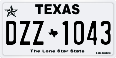 TX license plate DZZ1043