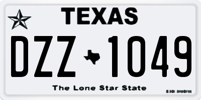 TX license plate DZZ1049