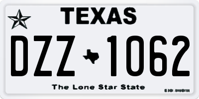 TX license plate DZZ1062