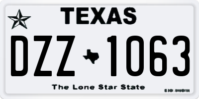 TX license plate DZZ1063