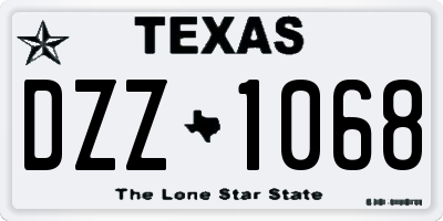 TX license plate DZZ1068