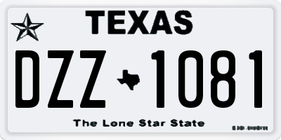 TX license plate DZZ1081