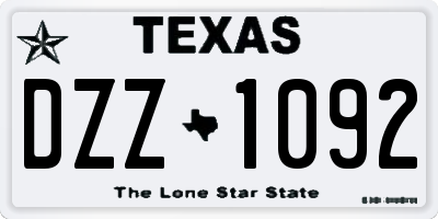 TX license plate DZZ1092