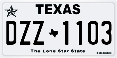 TX license plate DZZ1103