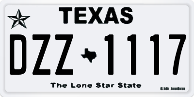 TX license plate DZZ1117