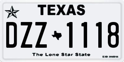 TX license plate DZZ1118