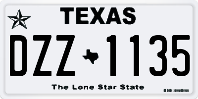 TX license plate DZZ1135