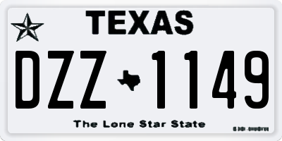 TX license plate DZZ1149