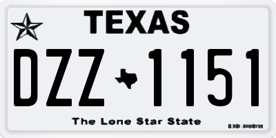 TX license plate DZZ1151