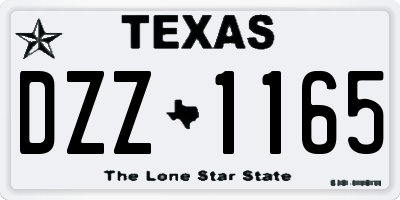 TX license plate DZZ1165