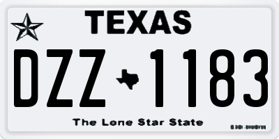 TX license plate DZZ1183