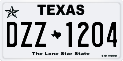 TX license plate DZZ1204