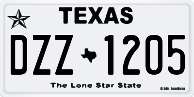 TX license plate DZZ1205