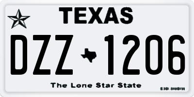 TX license plate DZZ1206