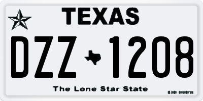 TX license plate DZZ1208