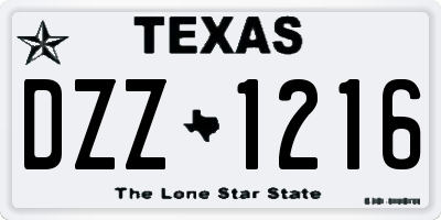 TX license plate DZZ1216