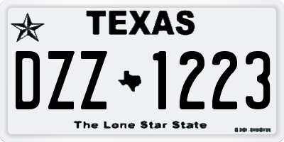 TX license plate DZZ1223