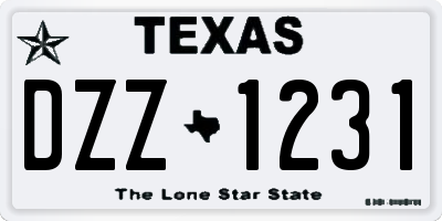 TX license plate DZZ1231