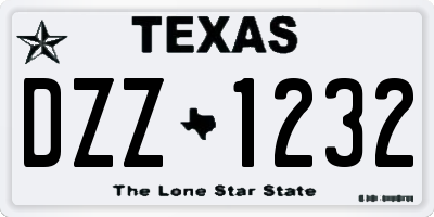 TX license plate DZZ1232