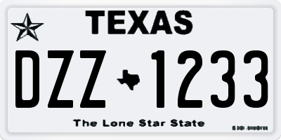 TX license plate DZZ1233