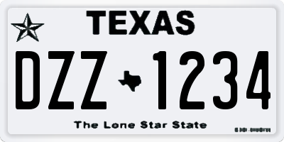 TX license plate DZZ1234