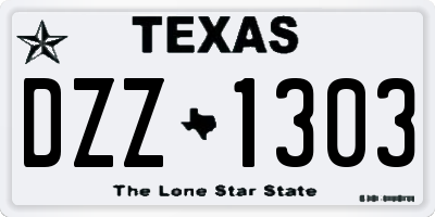 TX license plate DZZ1303