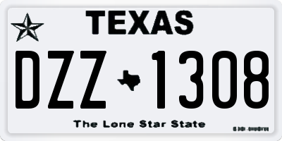 TX license plate DZZ1308